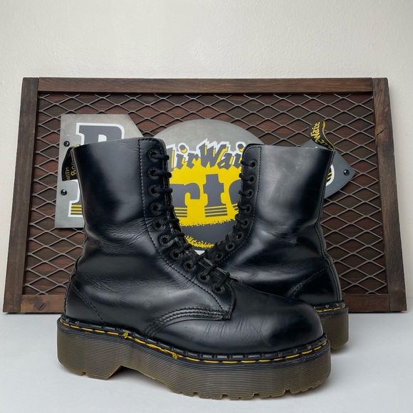 Dr. Martens Shoes - Vintage Dr. Martens England 1919 Black Holy Grail Envy Quad Platform Boots UK 7